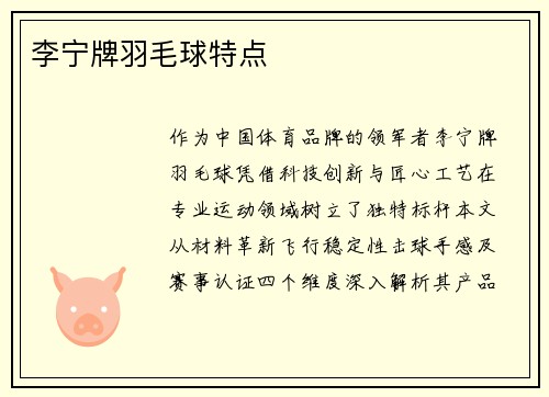 李宁牌羽毛球特点