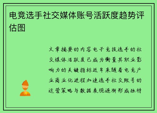 电竞选手社交媒体账号活跃度趋势评估图